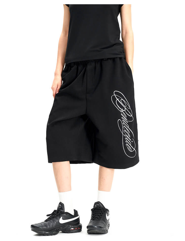 F3F Select Calligraphy Embroidered Baggy Sweat Shorts