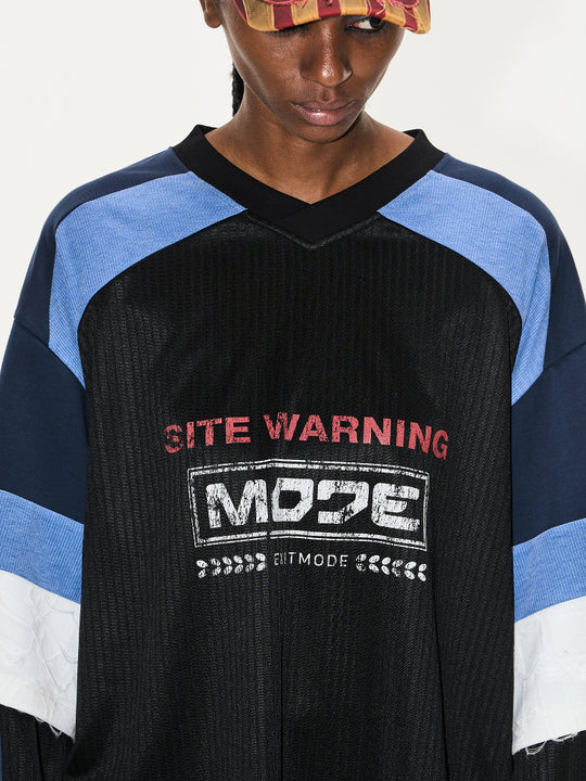 BLIND NO PLAN Colorblocked Double-Layer Jersey Long-Sleeve Tee | Face 3 Face