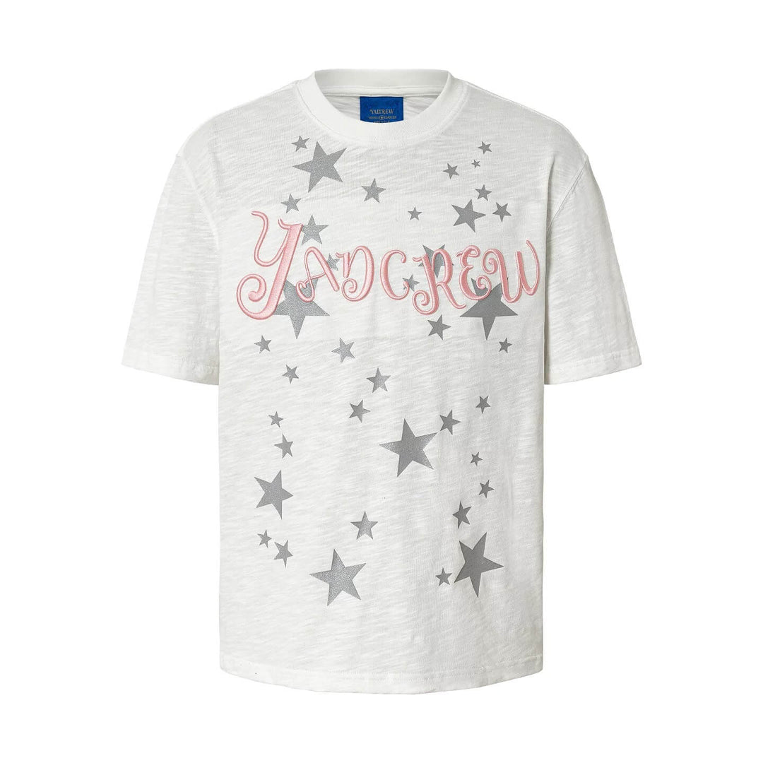 YADcrew Star Print 3D Logo Embroidered Tee | Face 3 Face