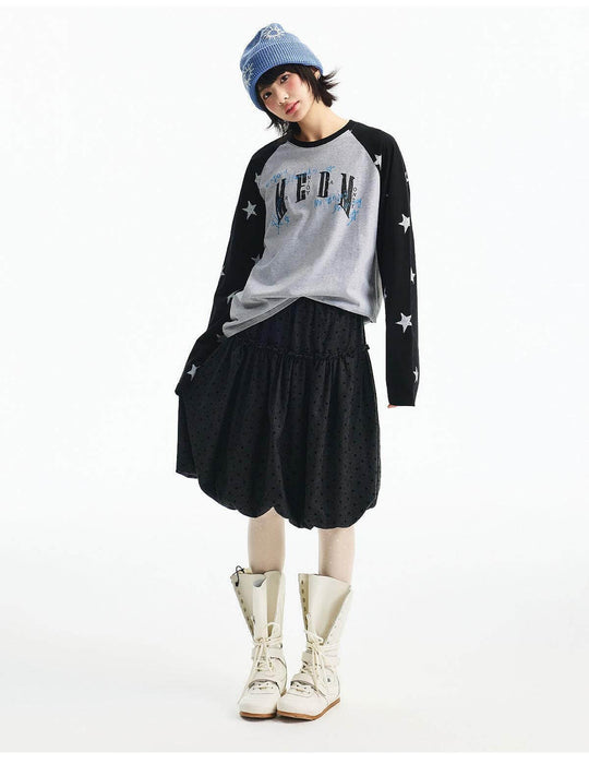 MEDM Star Print Raglan Long Sleeve Tee | Face 3 Face