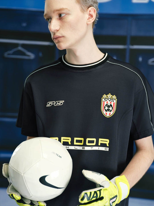 S45 Logo Print Mesh Panel Short Sleeve Soccer Jersey | Face 3 Face