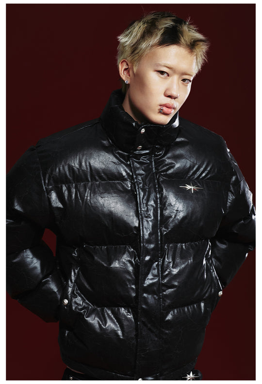 Remedy Cracked Design Puffer Jacket | Face 3 Face