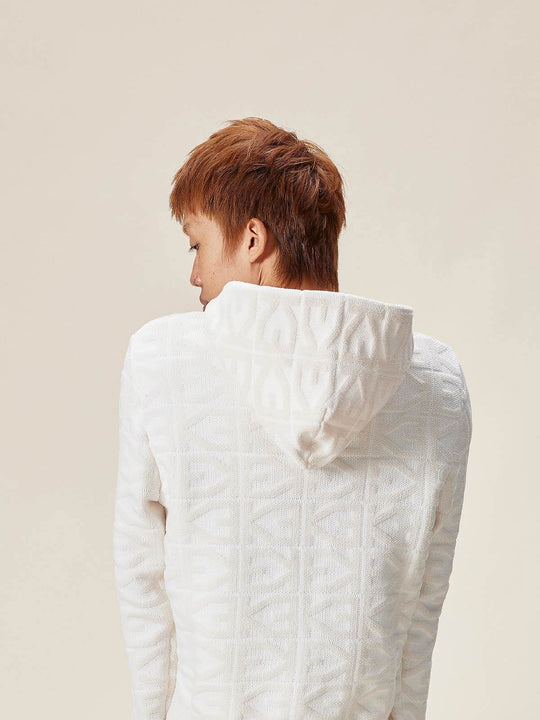 EVILKNIGHT(EK) Jacquard Logo Knit Zip Up Hoodie