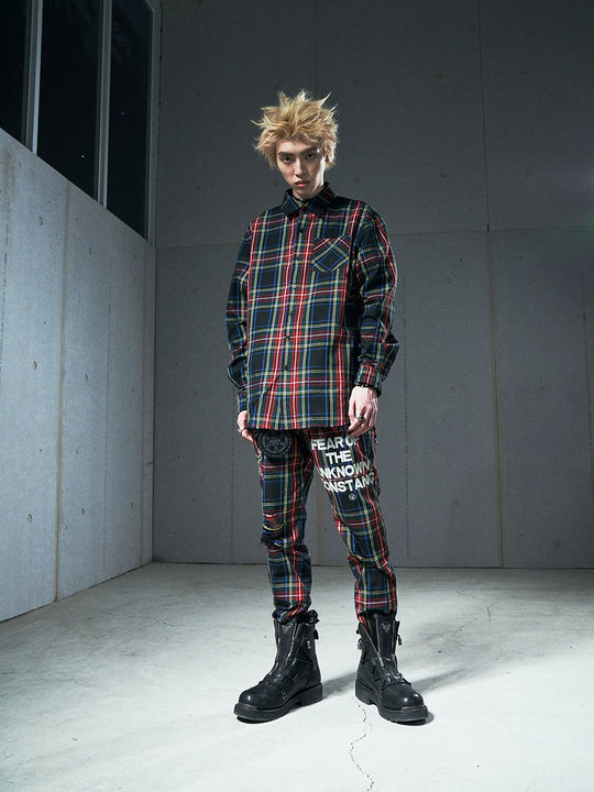 VENTUREK Tartan Check Destroyed Zipper Slim Pants | Face 3 Face