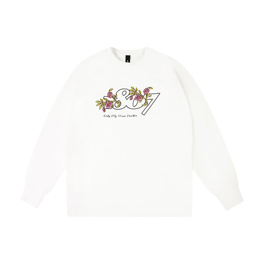 1807 Still Going Flower Embroidery Logo Long Sleeve Tee | Face 3 Face