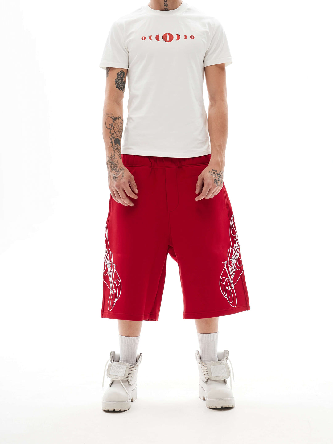 KARMANISTIC 3D Letter Embroidered Baggy Sweat Shorts | Face 3 Face