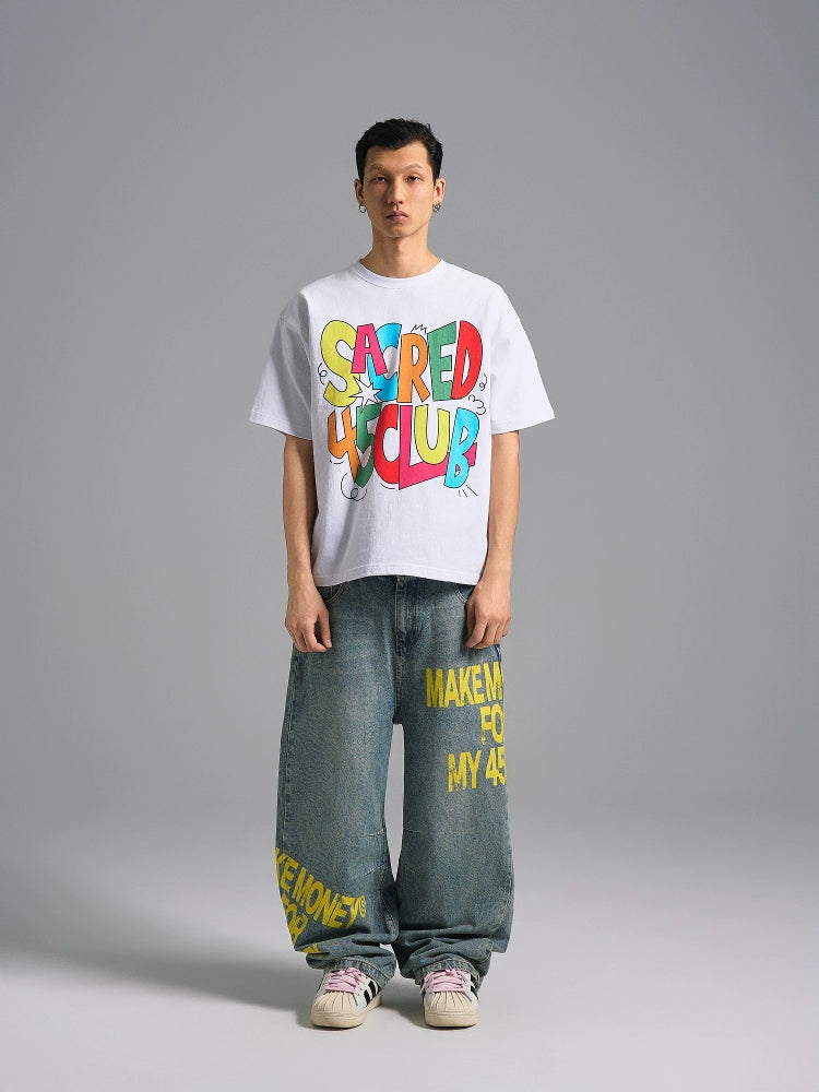 S45 Cartoon-Style Slogan Print Tee | Face 3 Face