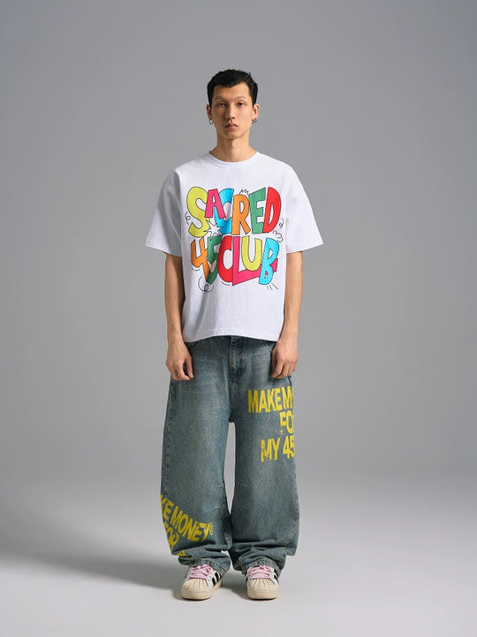 S45 Cartoon-Style Slogan Print Tee | Face 3 Face