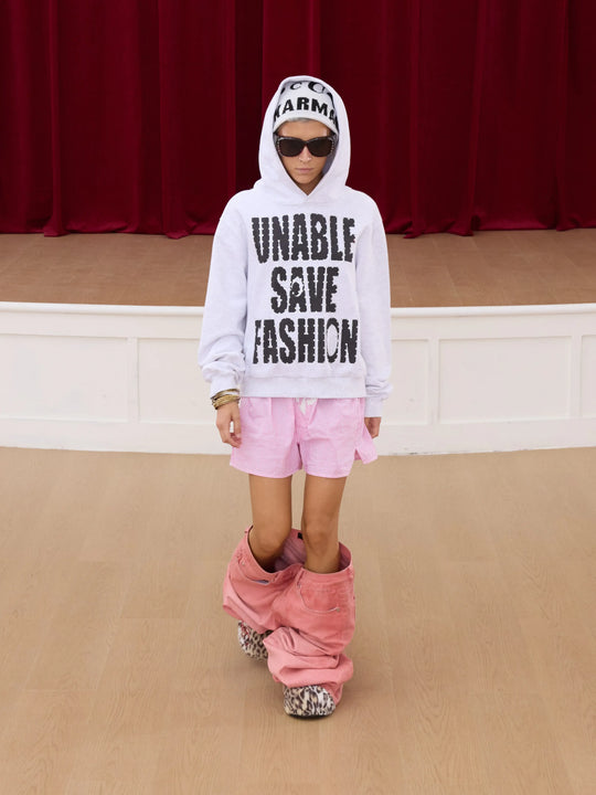 KARMANISTIC Rhinestone Embellished Slogan Print Hoodie | Face 3 Face