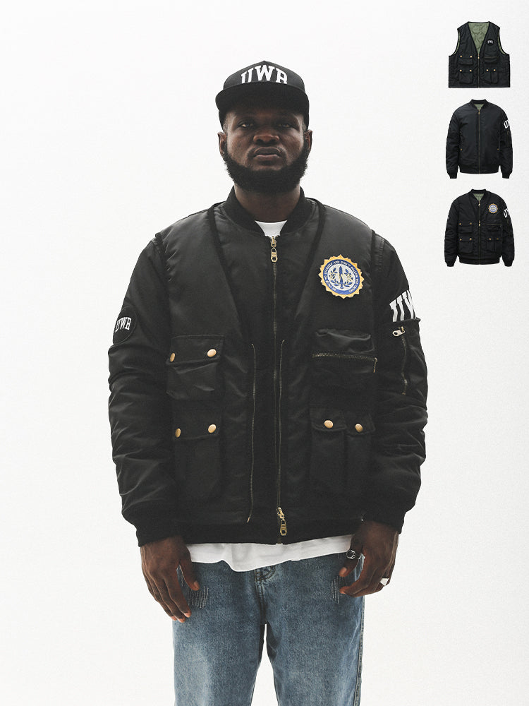 UNTILWERICH 3-in-1 MA-1 Bomber Jacket Vest Set | Face 3 Face