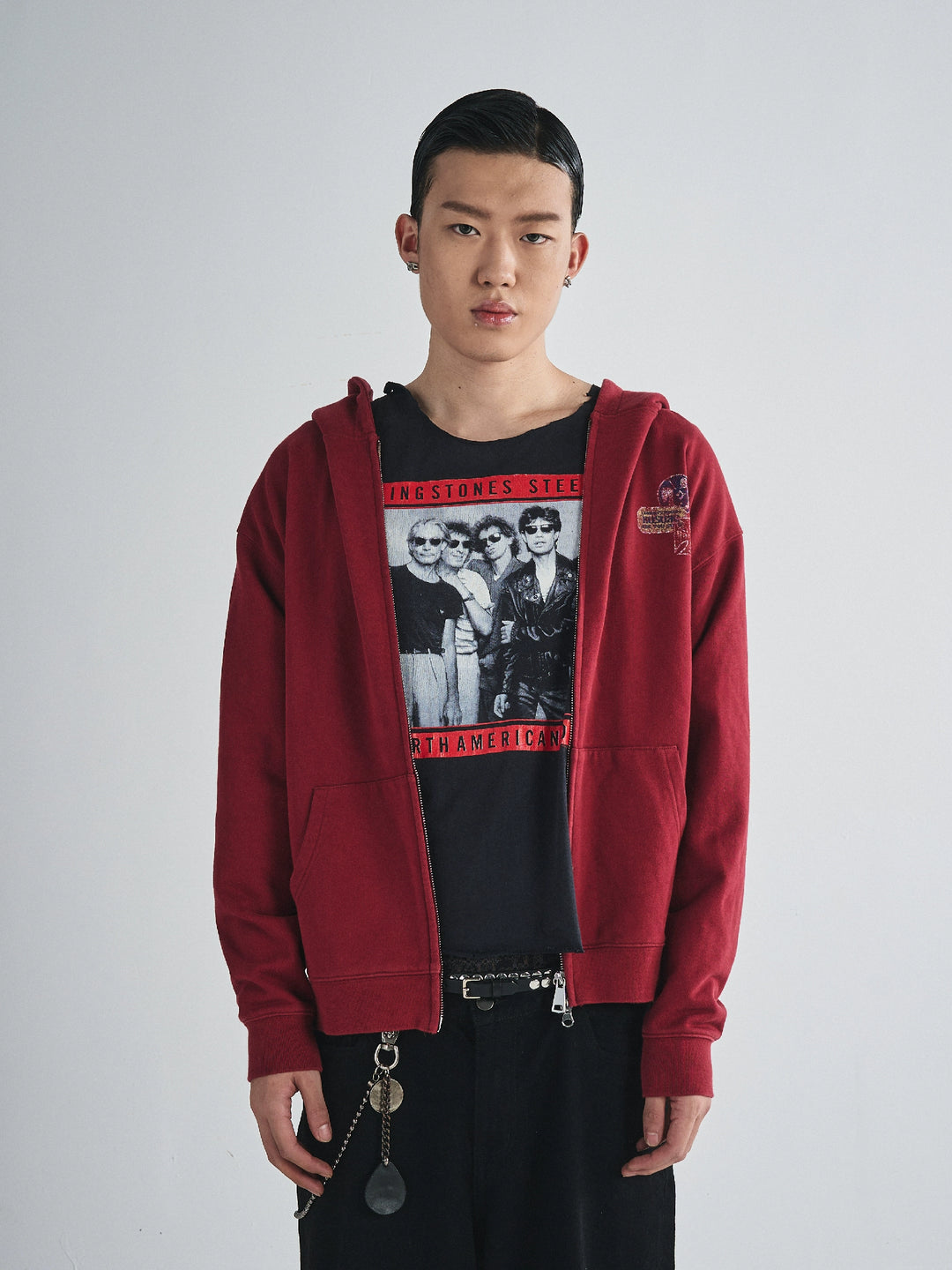 RUSURE Vintage Print Zip Up Hoodie | Face 3 Face