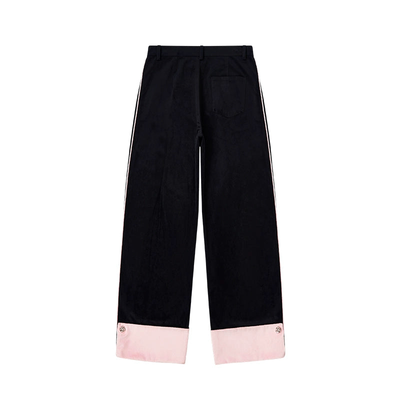 Harsh and Cruel Velvet Colorblock Wide-Leg Trousers | Face 3 Face