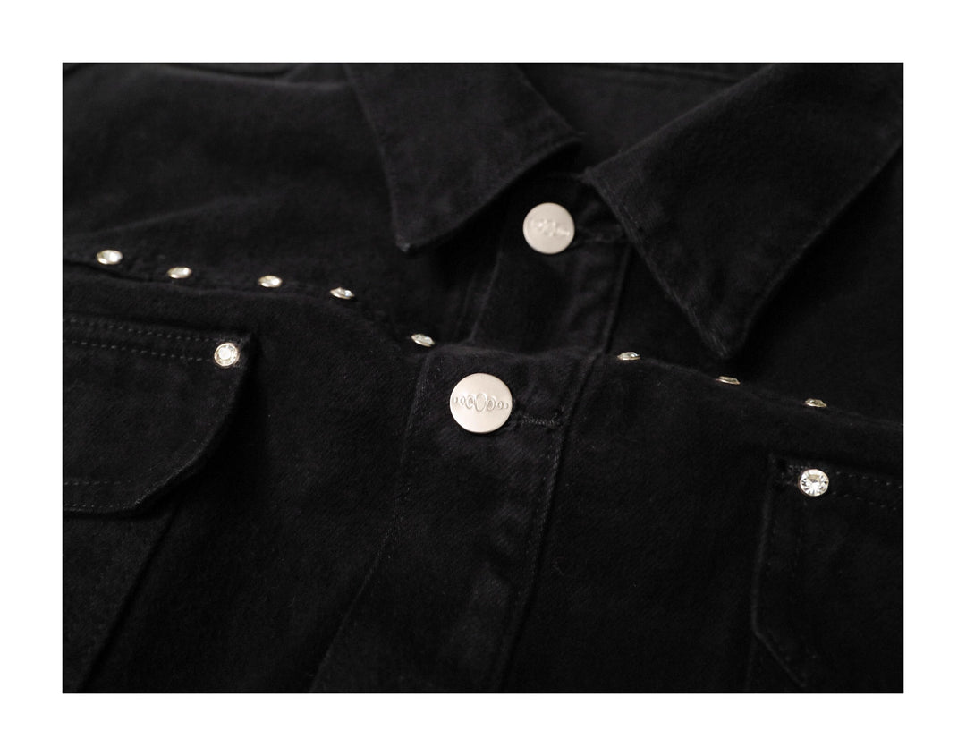 KARMANISTIC Diamond Studded Short Denim Jacket | Face 3 Face