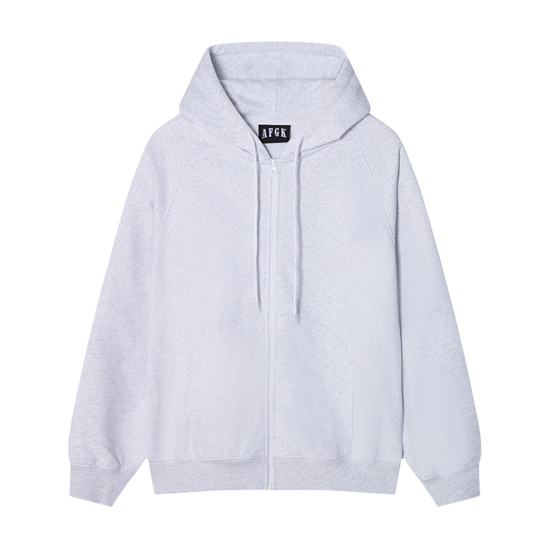 AFGK Basic Small Logo Embroidery Zipper Hoodie