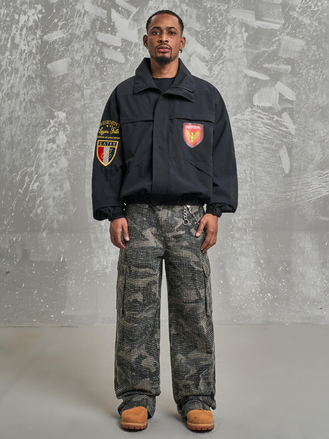 F3F Select Embroidery Windbreaker Police Short Jacket | Face 3 Face