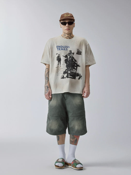 F2CE Mud Dyed Vintage Print Tee | Face 3 Face