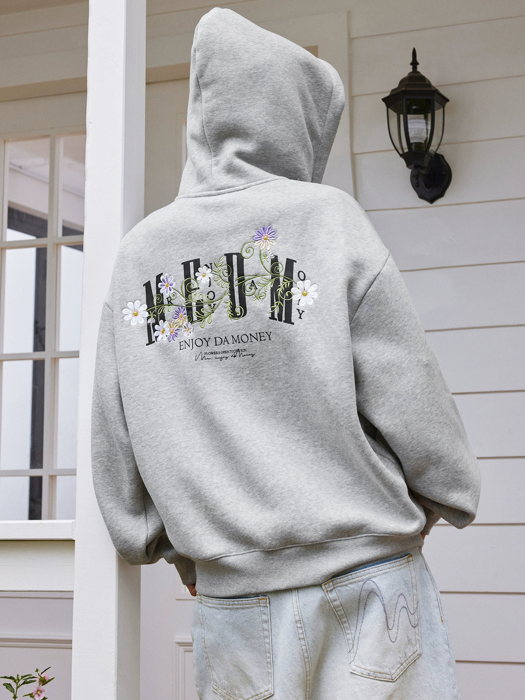 MEDM Floral Logo Embroidered Zip Up Hoodie | Face 3 Face