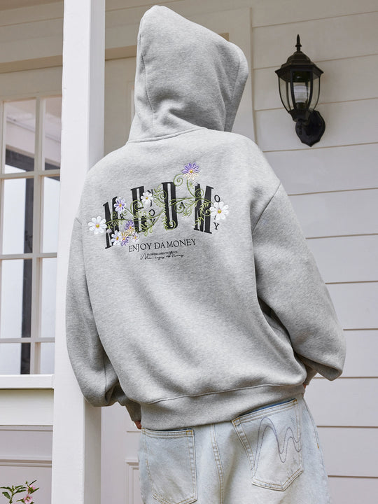 MEDM Floral Logo Embroidered Zip Up Hoodie | Face 3 Face