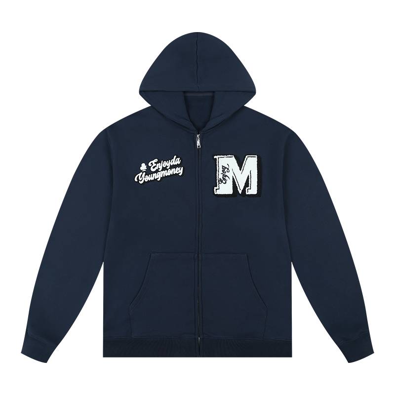 MEDM Towel Applique Embroidery Zip-Up Hoodie | Face 3 Face