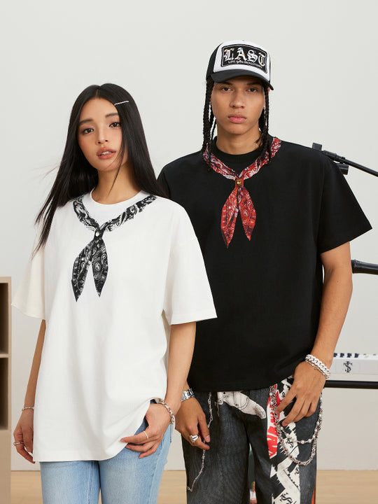 Small Town Kid Paisley Neck Scarf Print Tee | Face 3 Face