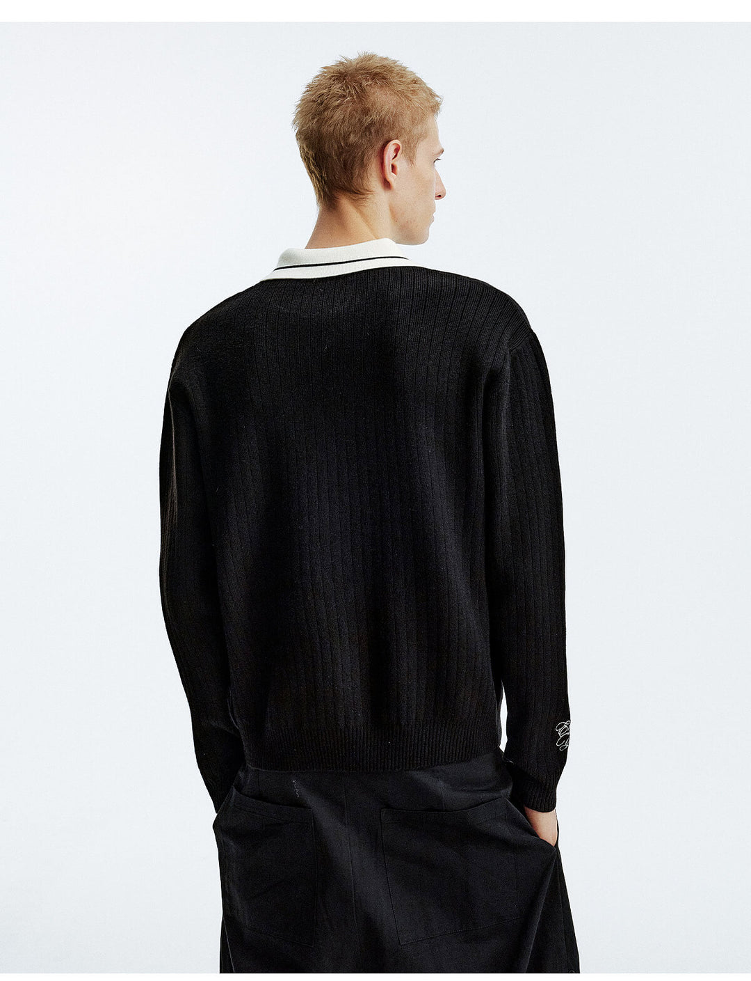 MEDM Color Blocked Long Sleeve Knit Polo Sweater | Face 3 Face