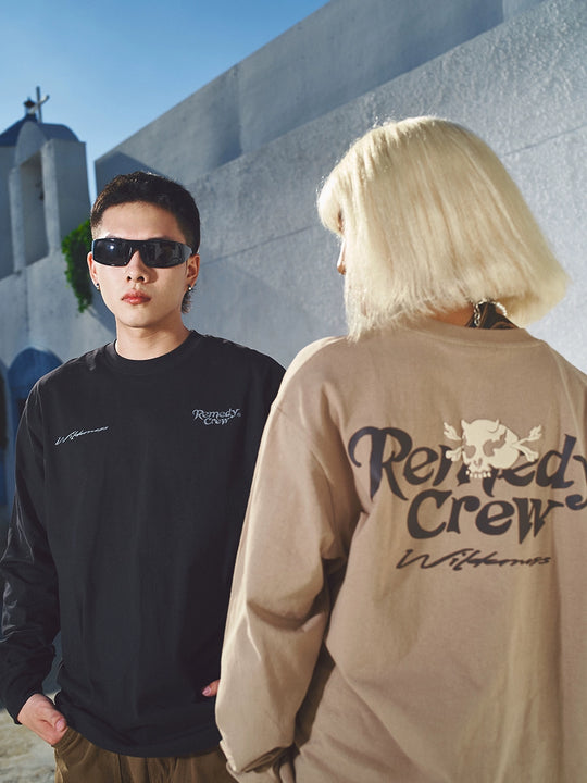 Remedy Skull Logo Print Long Sleeve Tee | Face 3 Face