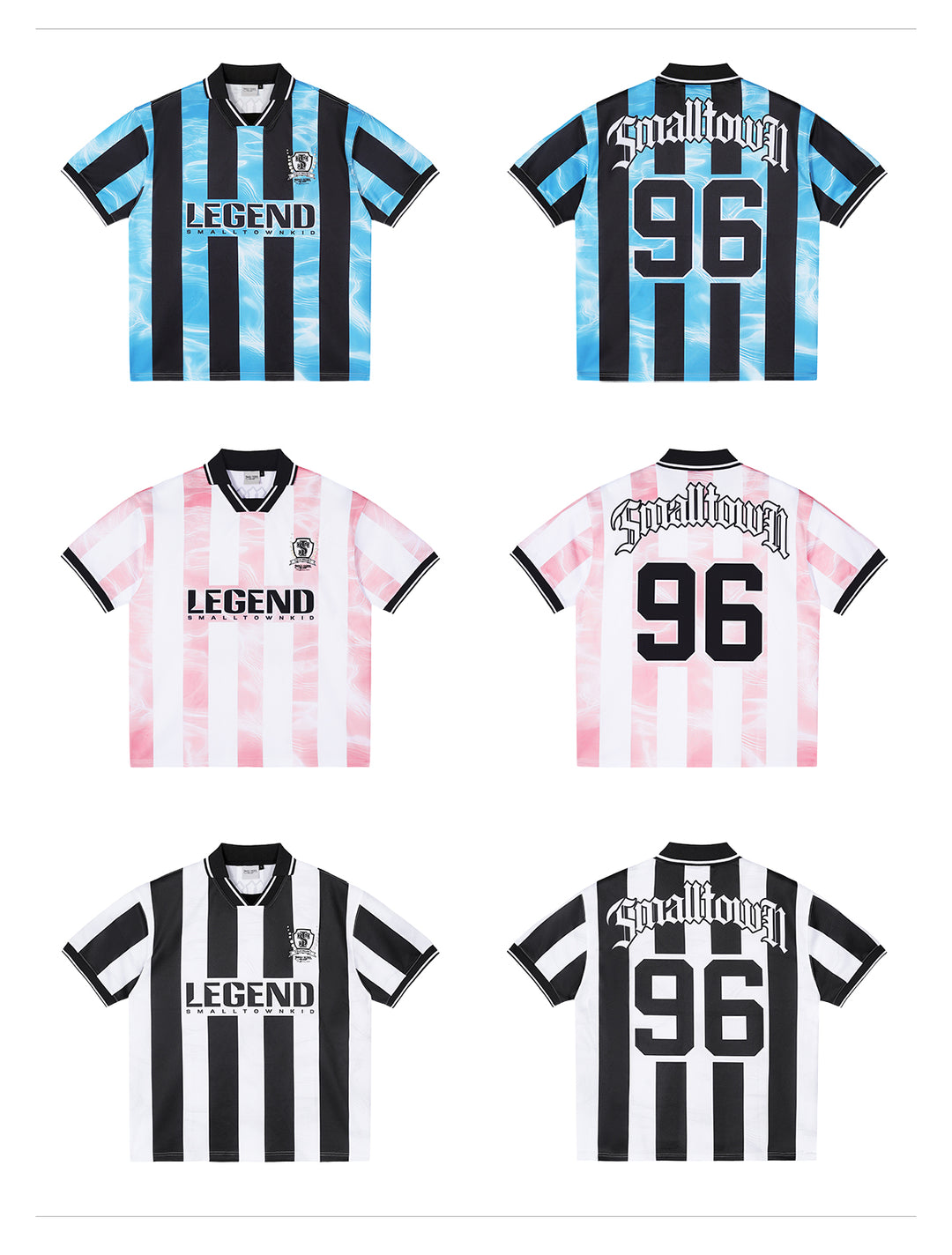 Small Town Kid Water Ripple Striped Polo Jersey | Face 3 Face