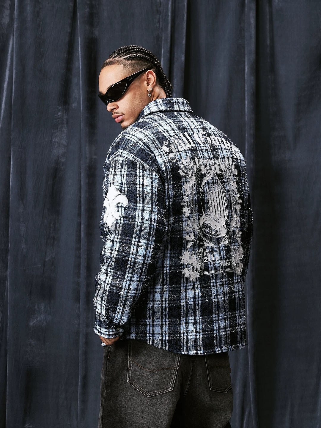 1807 Vintage Plaid 3D Patch Quilted Long Sleeve Shirt | Face 3 Face