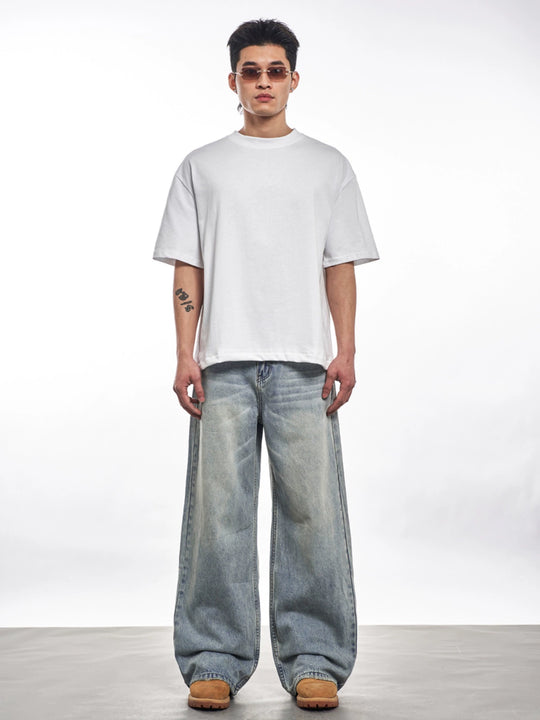 F3F Select Heavily Washed Vintage Light Blue Baggy Jeans | Face 3 Face