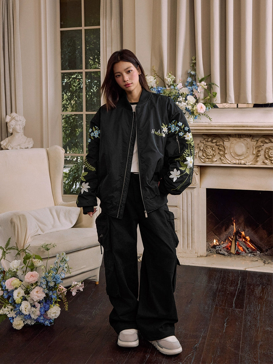 Harsh and Cruel Arm Floral Embroidered MA-1 Bomber Jacket | Face 3 Face