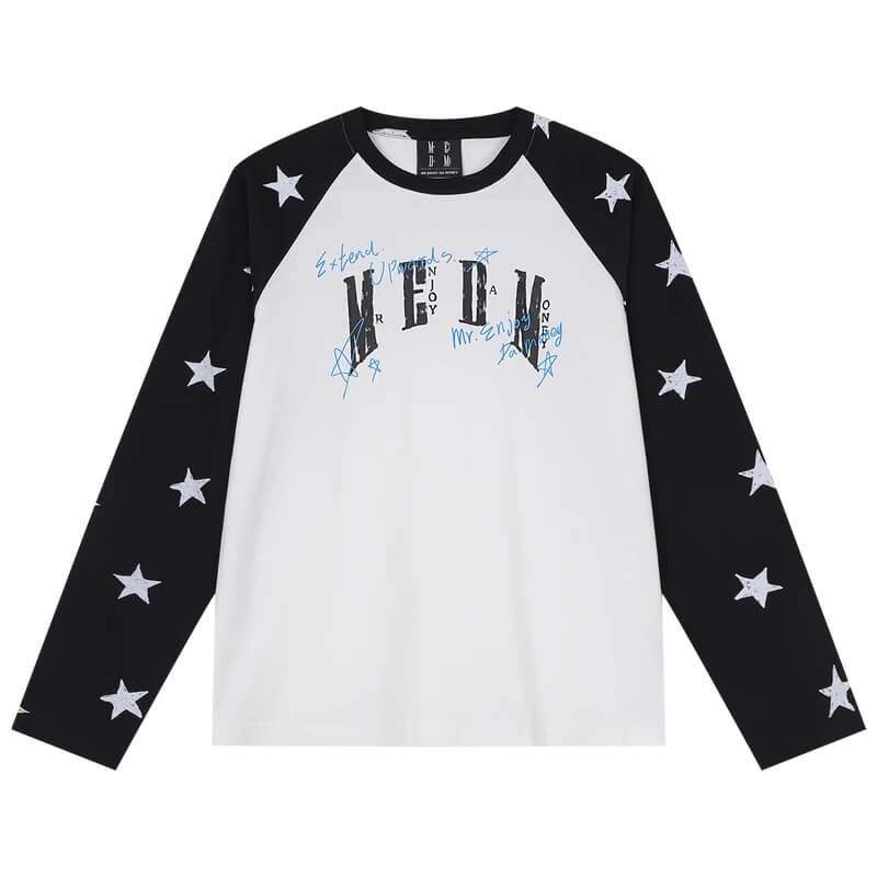 MEDM Star Print Raglan Long Sleeve Tee | Face 3 Face