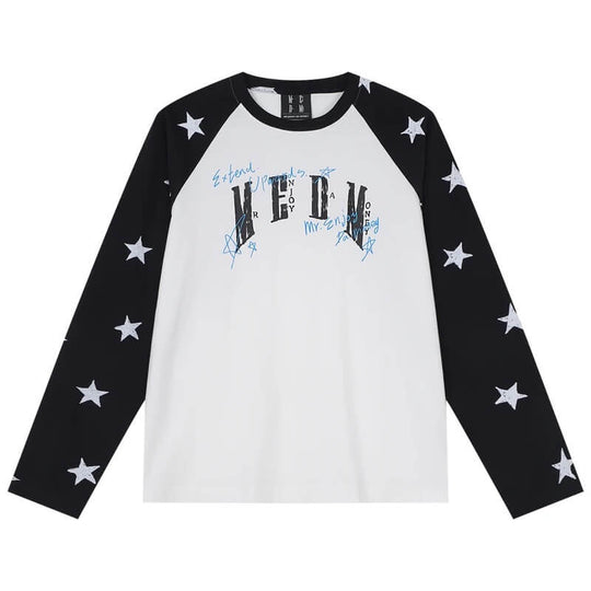 MEDM Star Print Raglan Long Sleeve Tee | Face 3 Face