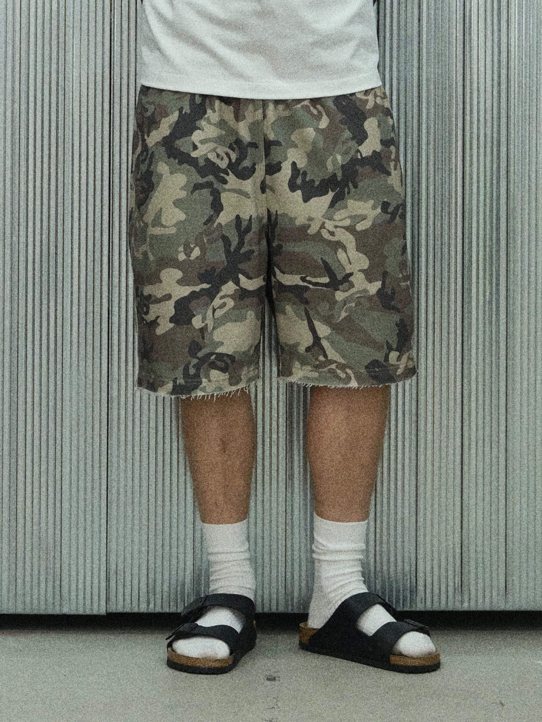 S45 Camouflage Cutoff Sweat Shorts | Face 3 Face