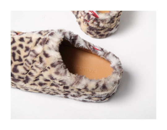 KARMANISTIC Leopard Fur Embroidered Slipper Clogs | Face 3 Face