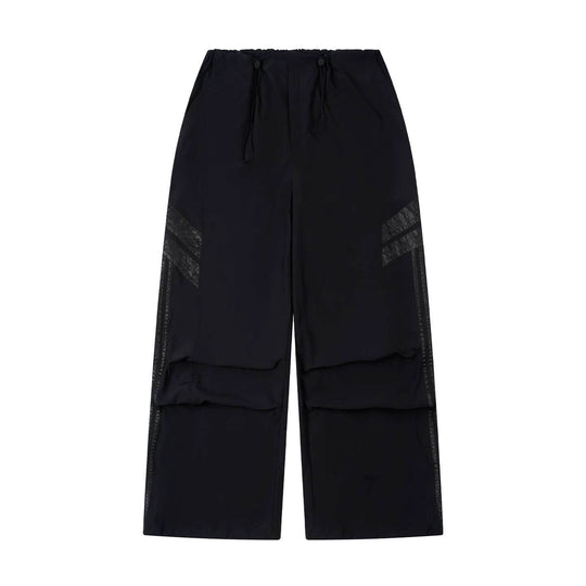1807 PU Leather Stripe Nylon Baggy Track Pants | Face 3 Face