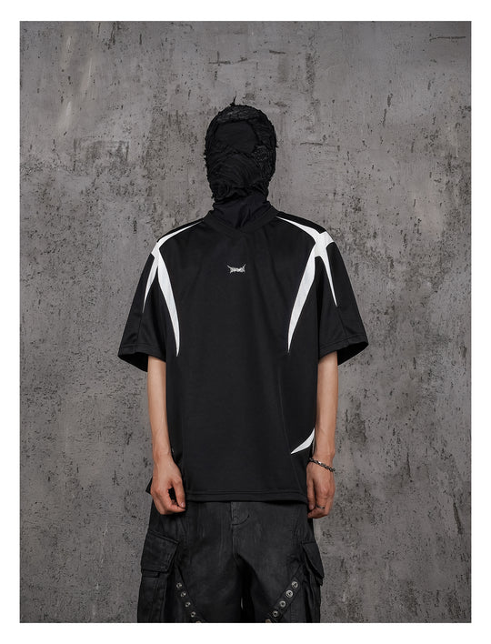 UNDERWATER Black and White Deconstructed Patchwork Embroidered Jersey Tee | Face 3 Face