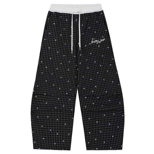 MEDM Star Print Checkered Double Layer Pants | Face 3 Face