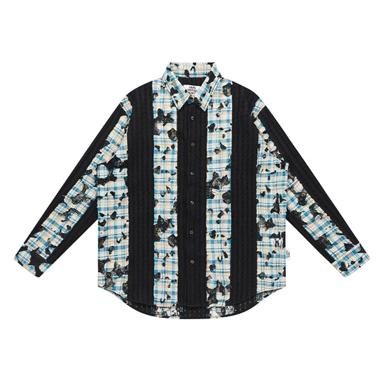 EMPTY REFERENCE Plaid Lace Patchwork Long Sleeve Shirt | Face 3 Face