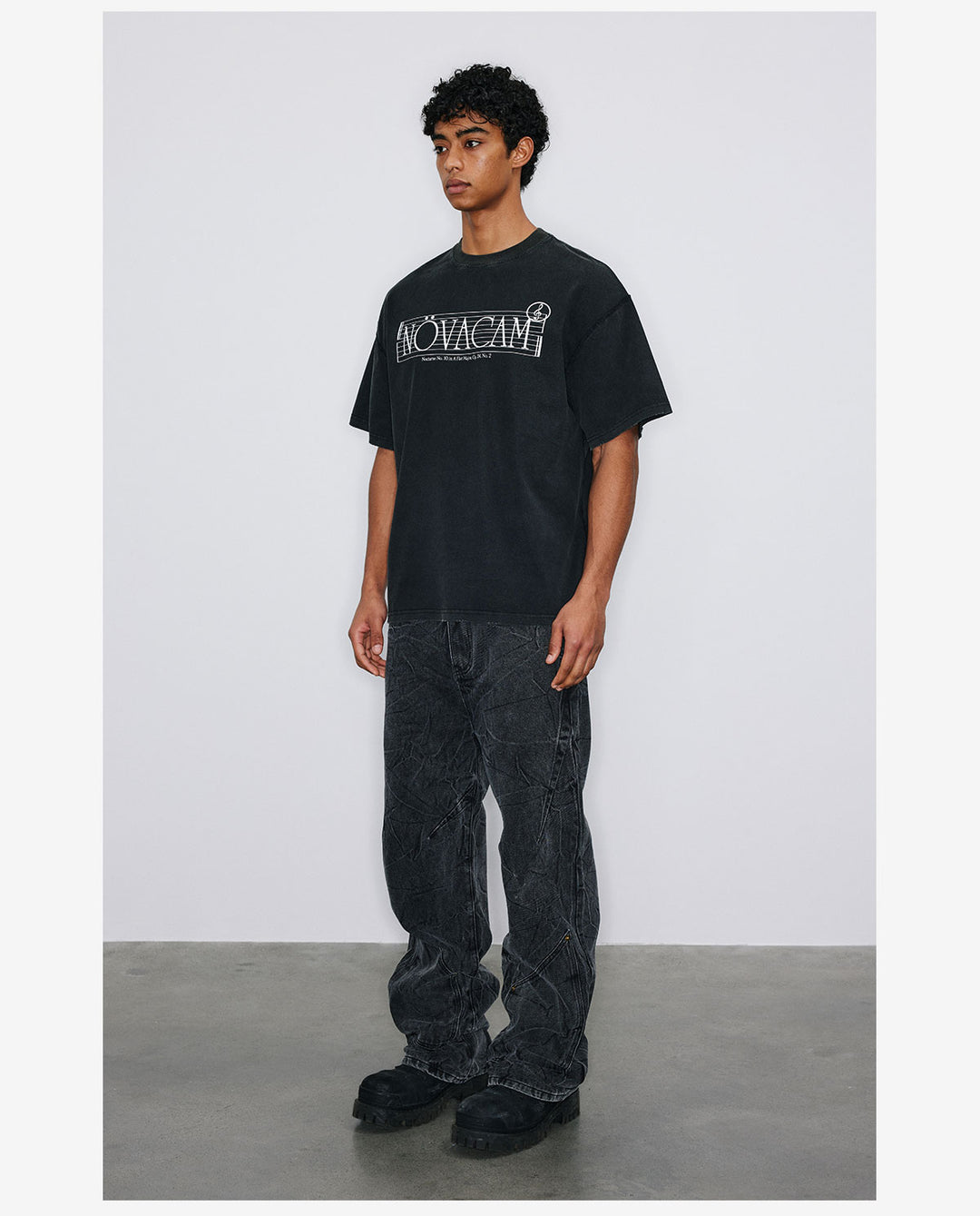 NOVACAM Musical Notes Logo Washed Reverse Stitching Tee | Face 3 Face