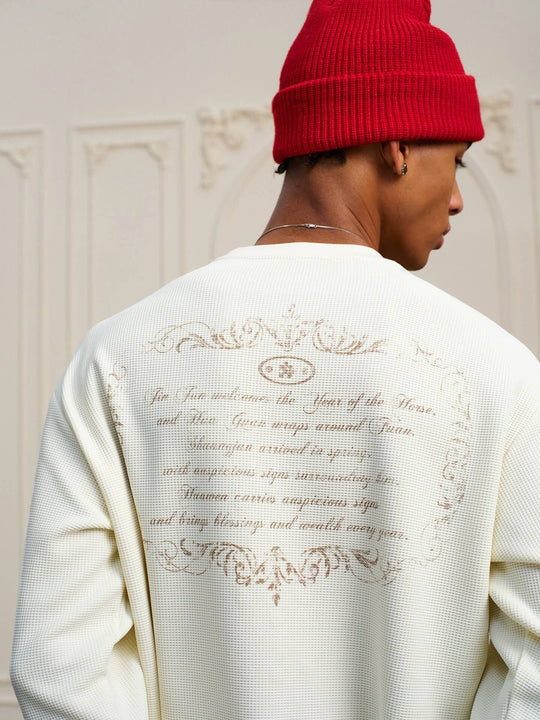 YADcrew Horse Vintage Print Waffle Long Sleeve Tee | Face 3 Face