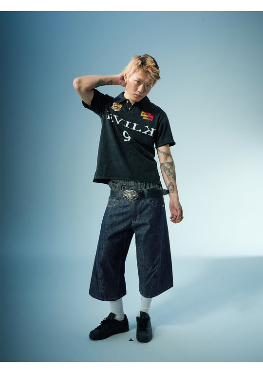 EVILKNIGHT(EK) 3D Cut Rivet Denim Shorts | Face 3 Face