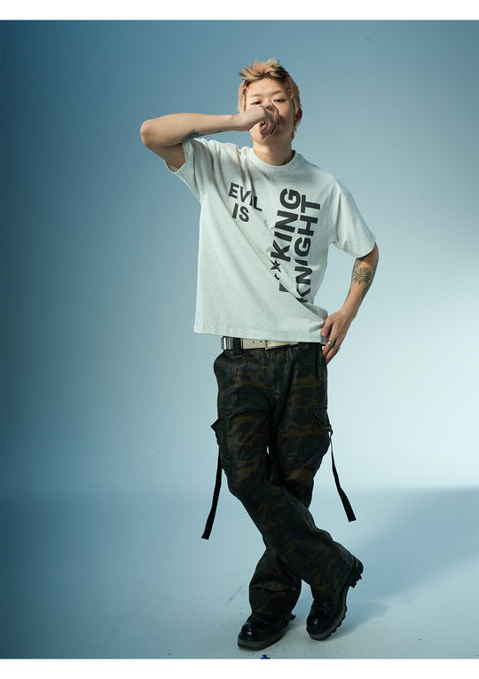 EVILKNIGHT(EK) Slogan Letter Print Tee | Face 3 Face