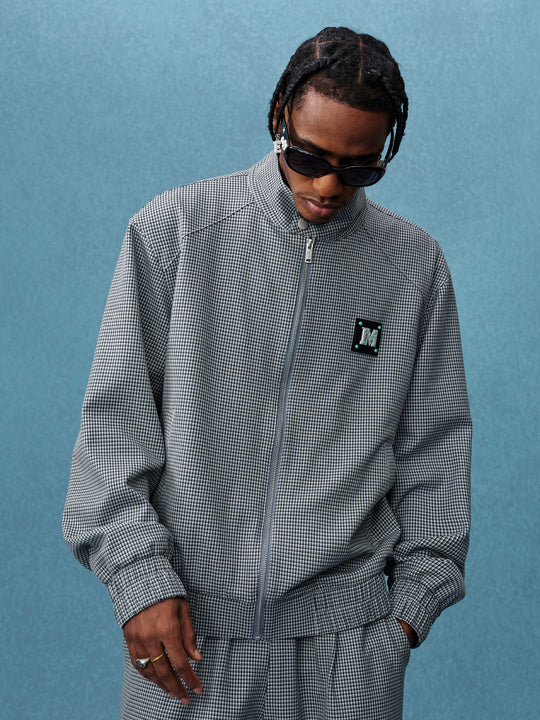 MEDM Houndstooth Leather Logo Track Jacket | Face 3 Face