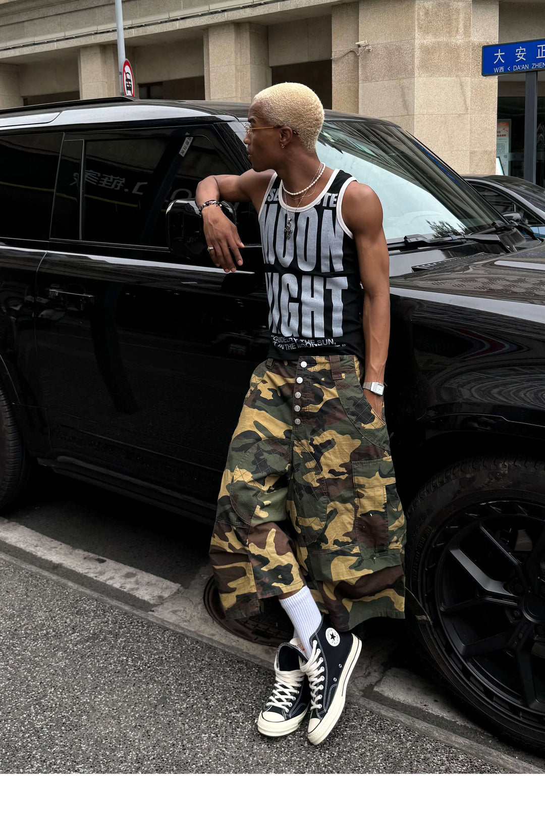 STEEPC Button Fly Camo Baggy Cargo Shorts | Face 3 Face