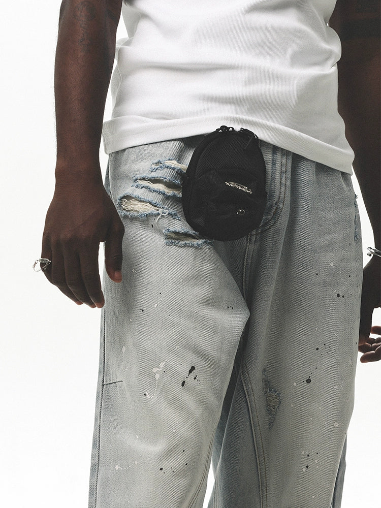 UNTILWERICH Washed Distressed Splash Ink Jeans | Face 3 Face