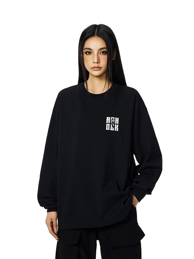 Achock Letter Logo Embroidered Long Sleeve Tee | Face 3 Face