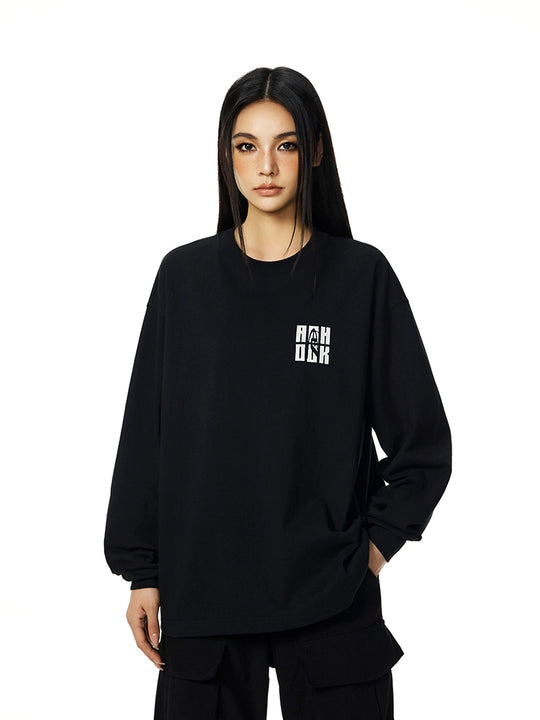 Achock Letter Logo Embroidered Long Sleeve Tee | Face 3 Face