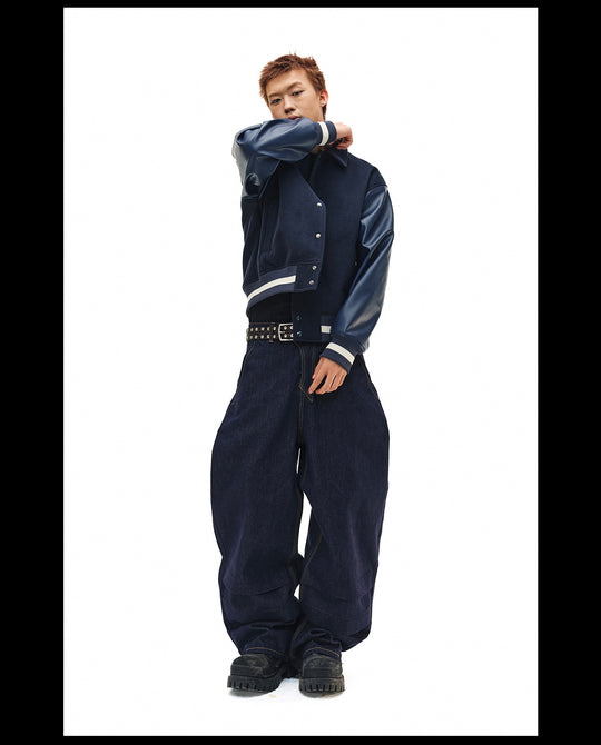 NOVACAM Blade Detail Folded Baggy Jeans | Face 3 Face