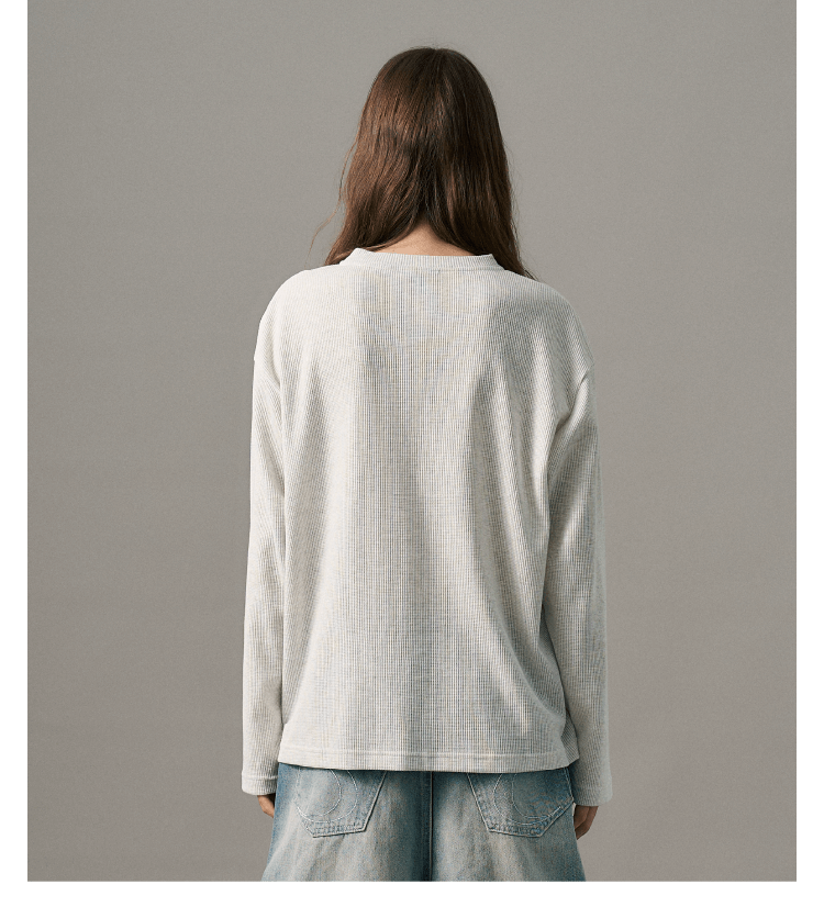 S45 Waffle Henley Neck Long Sleeve Tee | Face 3 Face