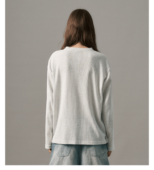 S45 Waffle Henley Neck Long Sleeve Tee | Face 3 Face